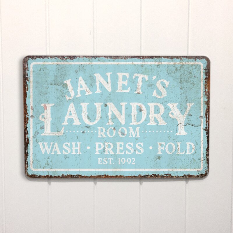 /"Laundry Room Open 24 Hours/" Metal Antique Wisdom Sign Wall Décor Wall Art