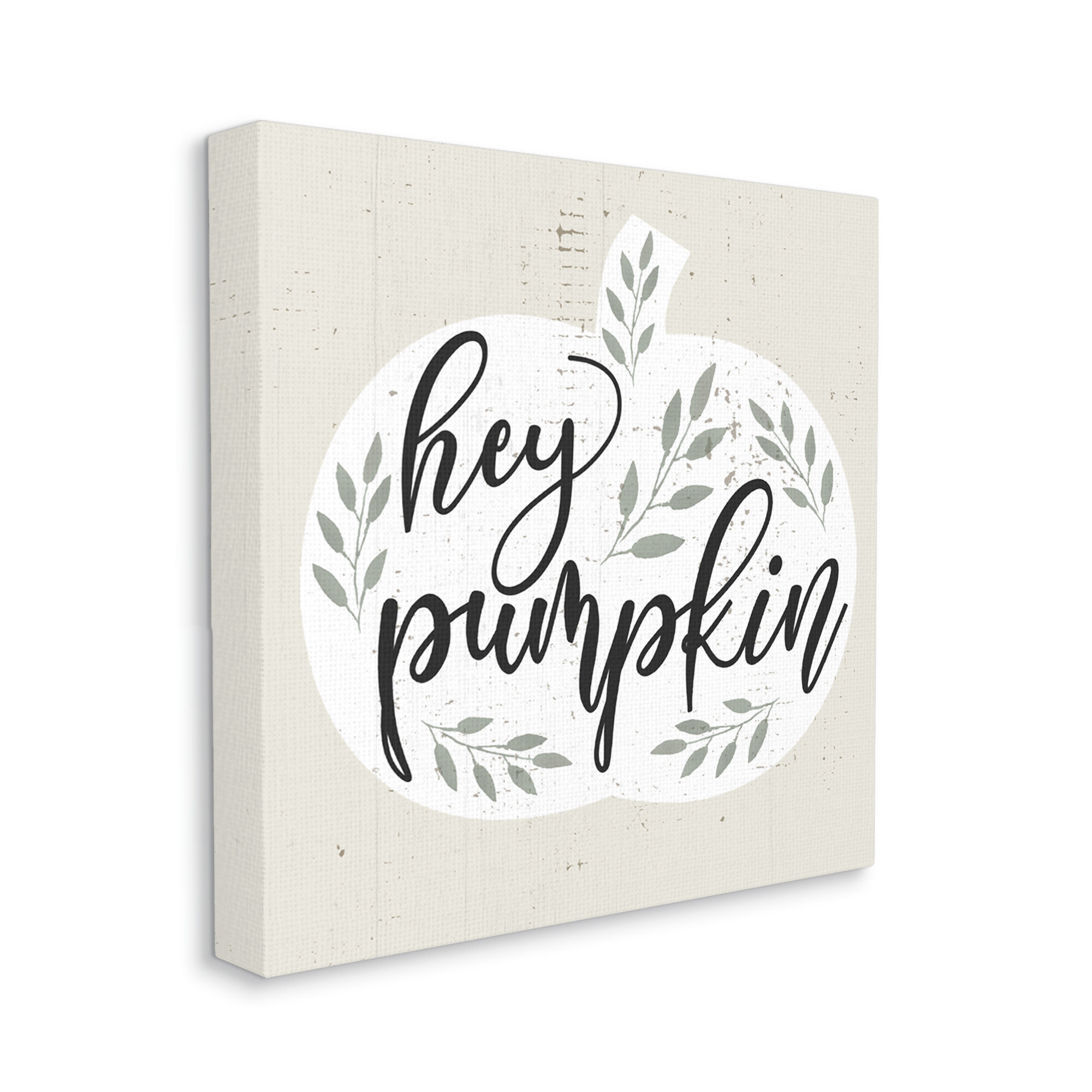 Gracie Oaks Hey Pumpkin Phrase Charming Green Foliage by Daphne ...