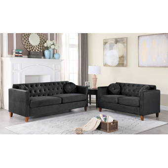 Everly Quinn Channel Stitch 3 Piece Living Room Set Wayfair