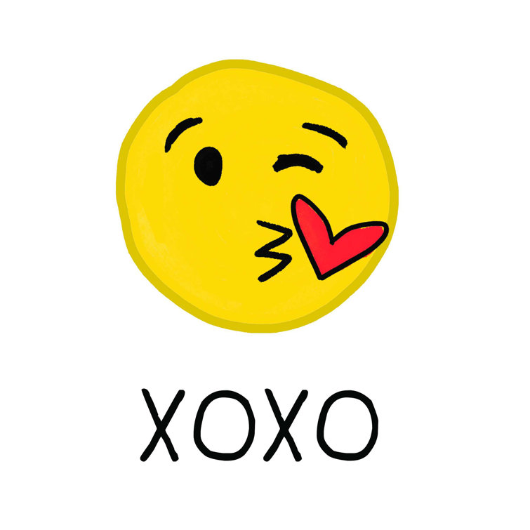 Trinx Xoxo Emoji - Wrapped Canvas Print | Wayfair