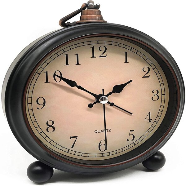 Gold Vintage Alarm Clock Silent Dial Bell Hours Quartz Night Bedroom Decor 