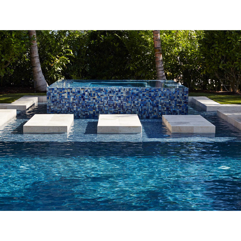 Mosaictileoutlet Modular Random Sized Glass Mosaic Tile In Glossy Blue Yellow Reviews Wayfair