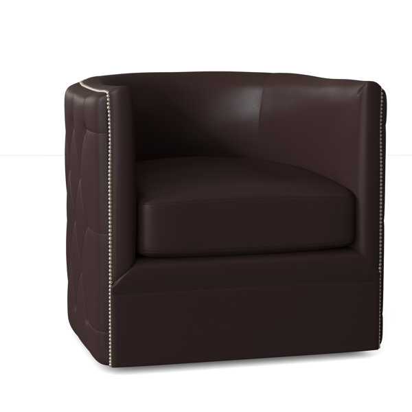 Bernhardt Palazzo 31 5 W Tufted Top Grain Leather Swivel Barrel Chair Perigold