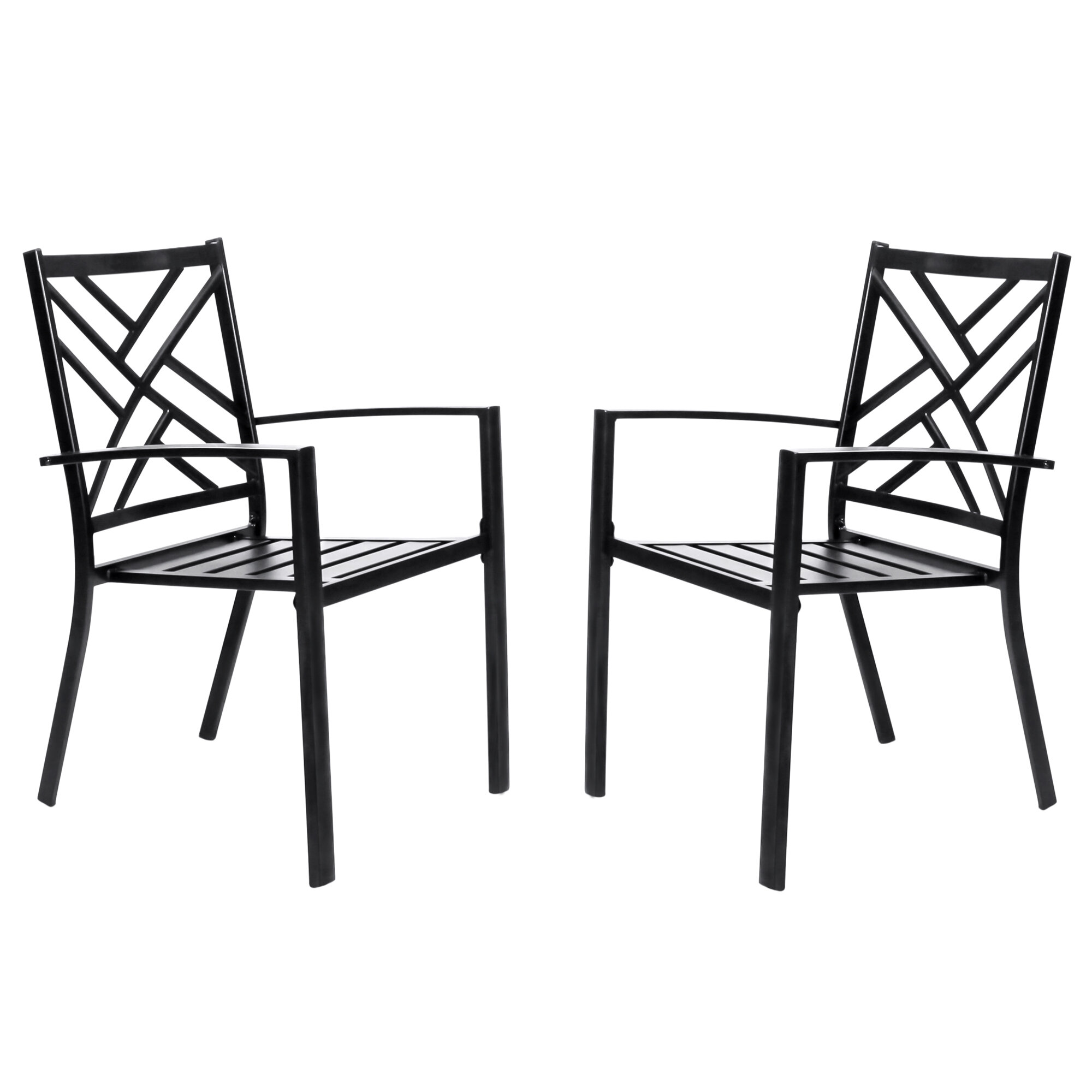 Details about   Patio Furniture Metal Chair Set of 2 Bistro Deck Outdoor Dining Chairs Stackable 
