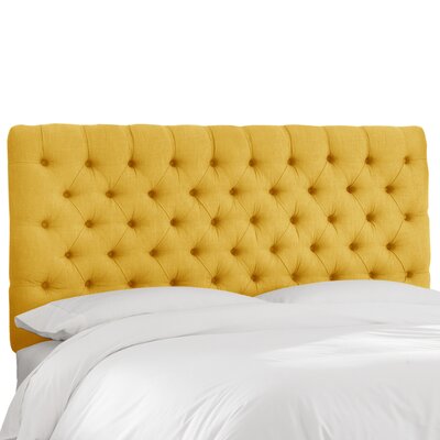 Tufted Upholstered Panel Headboard Wayfair Custom Upholsteryâ¢ Size: King, Body Fabric: Linen French Yellow