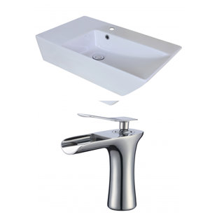 Go to store & view more images American Imaginations Ceramic Rectangular Vessel Bathroom Sink with Faucet and Overflow