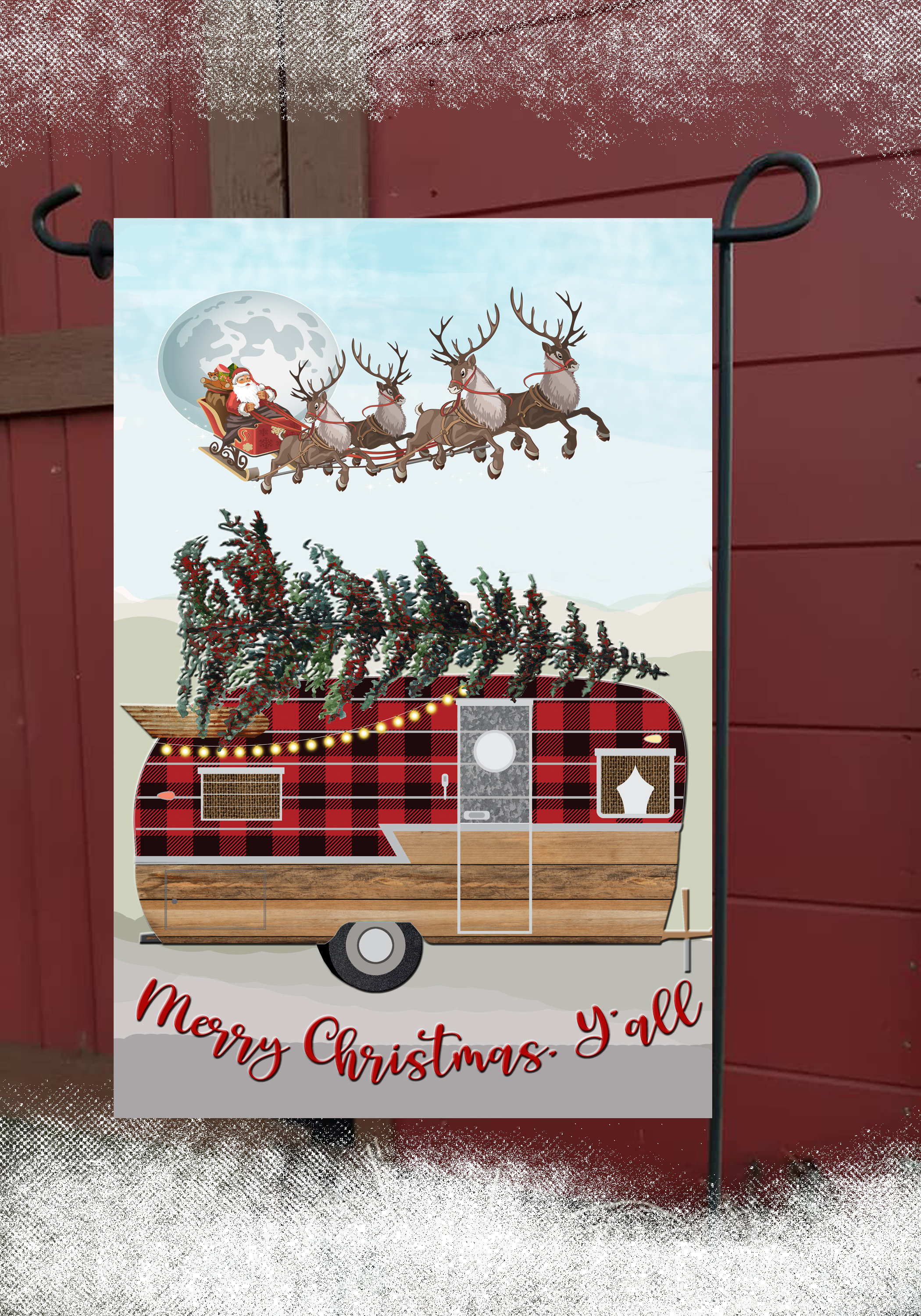 Flags Galore Decor and More Merry Christmas Camper 2Sided Polyester 18 x 12 in. Garden Flag