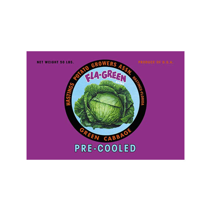 SUPERIOR Cabbage Vegetable Crate Label Hastings FL BIG Cabbage