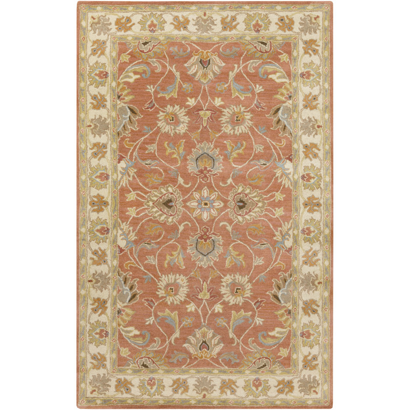 Birch Lane Arden Floral Hand Tufted Wool Burnt Orange Area Rug Reviews Wayfair