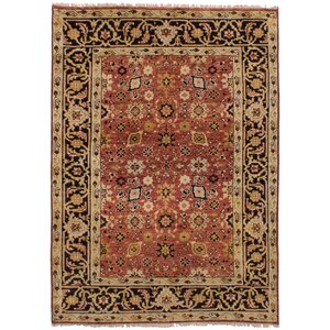 Lenita Hand-Knotted Rectangle Wool Red Area Rug