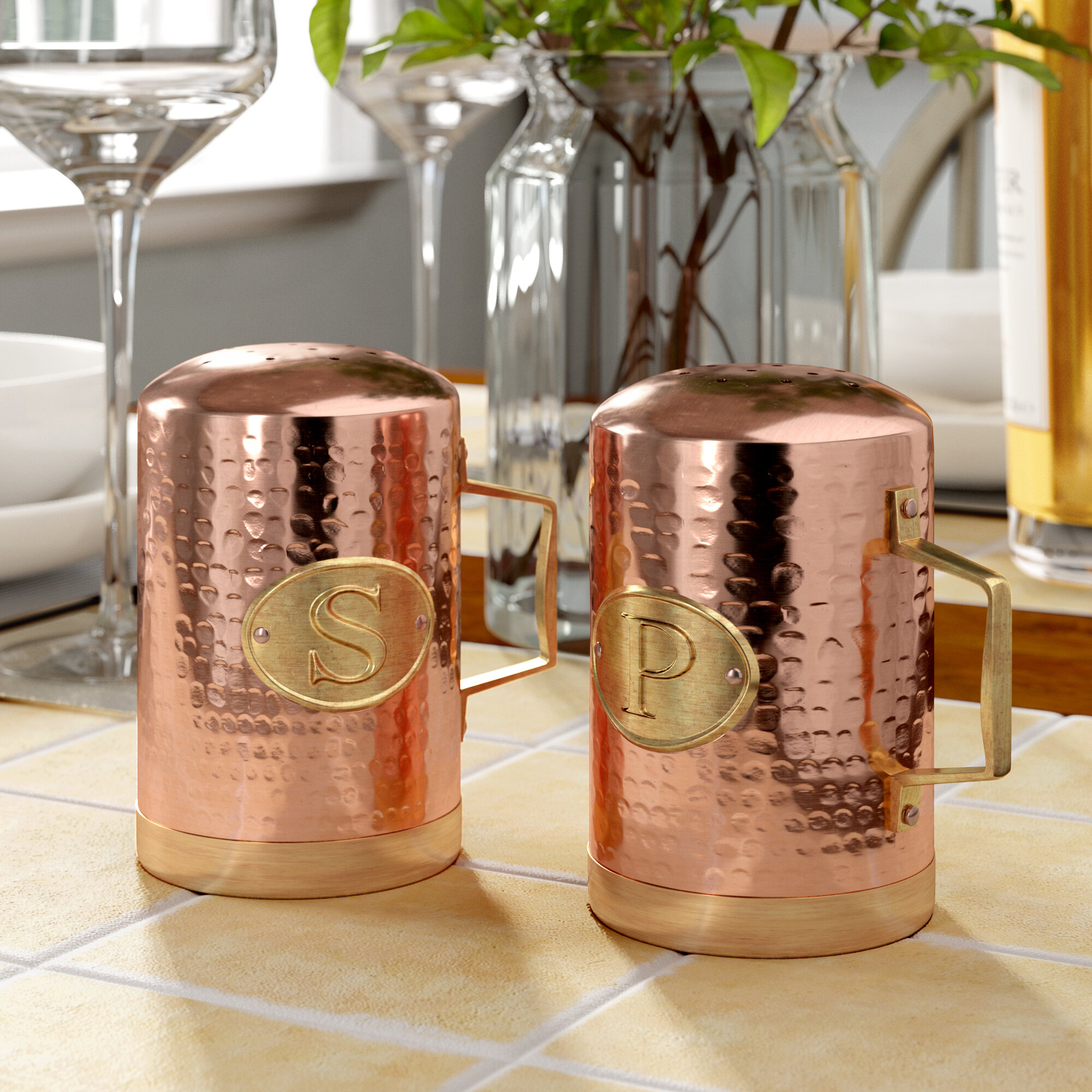 copper salt and pepper shakers