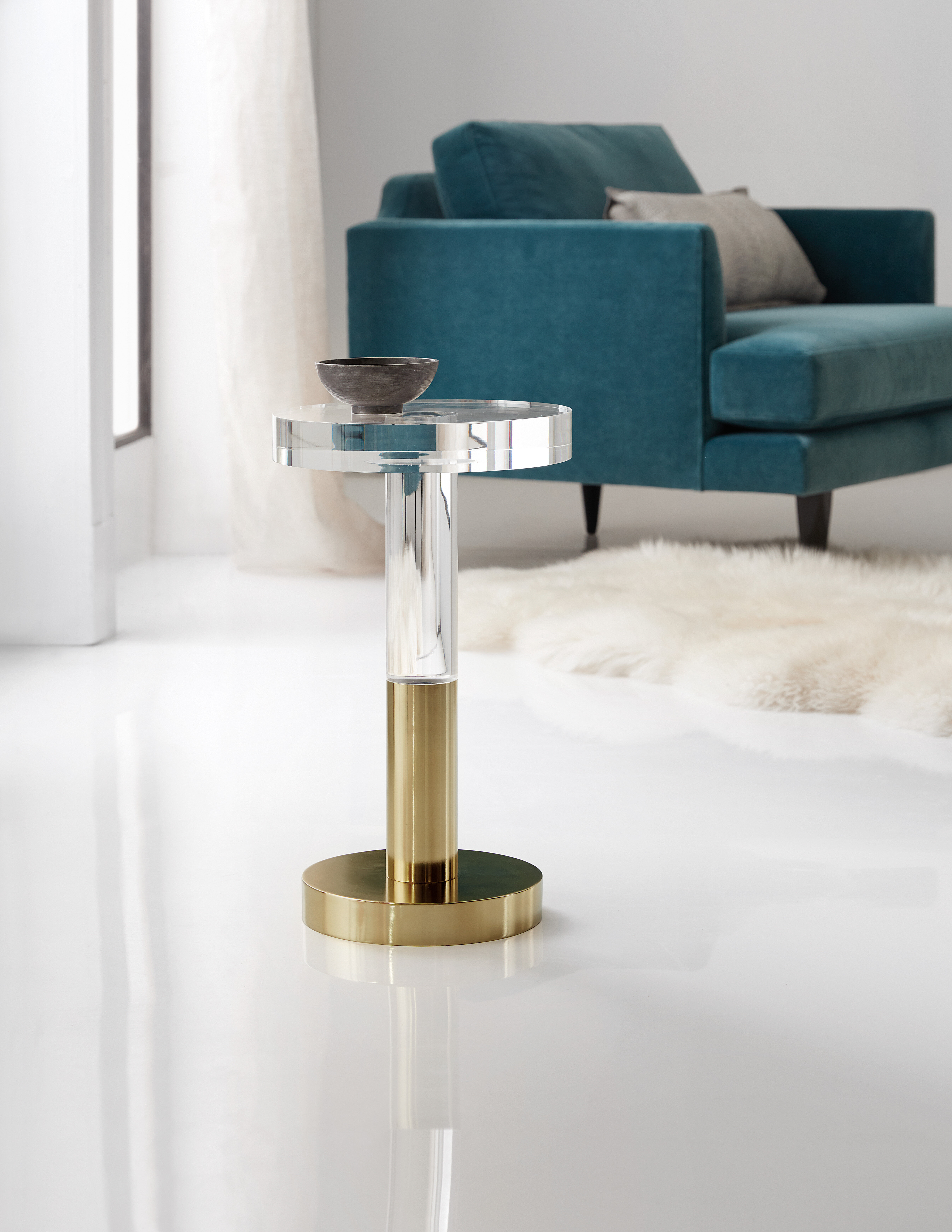 glass pedestal end table