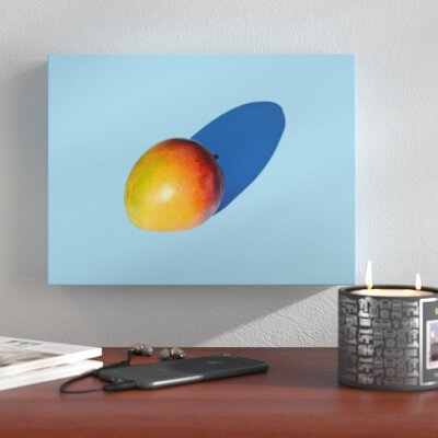 'Mango on a Blue Background' Graphic Art Print on Canvas Wrought Studio Size: 14