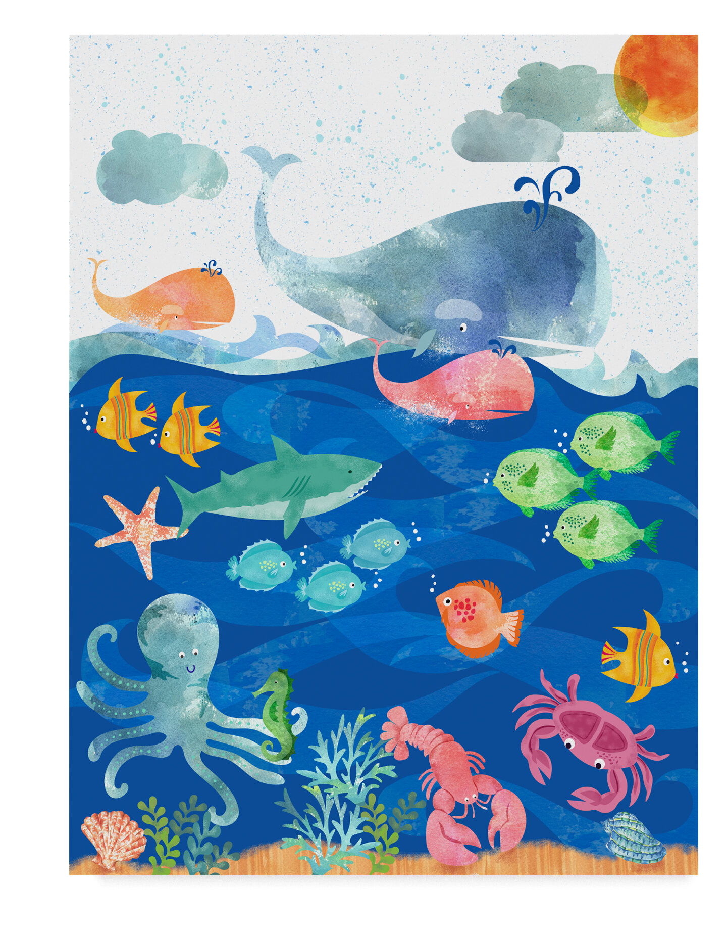 East Urban Home 'Sea Creatures' Acrylic Painting Print on Wrapped