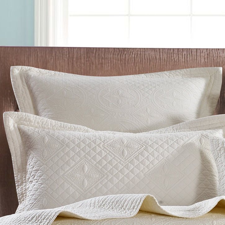 Eider Ivory Roopville Luxury Pure Cotton Quilted Pillow Sham