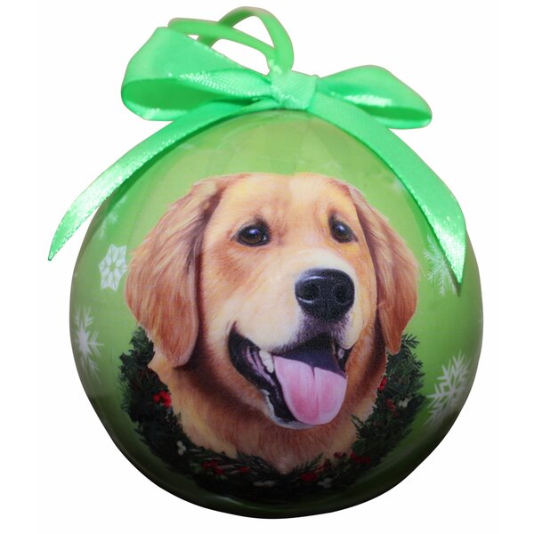 New Christmas Wool Felt Puppy GOLDEN RETRIEVER DOG Hanging Ornament 5" 