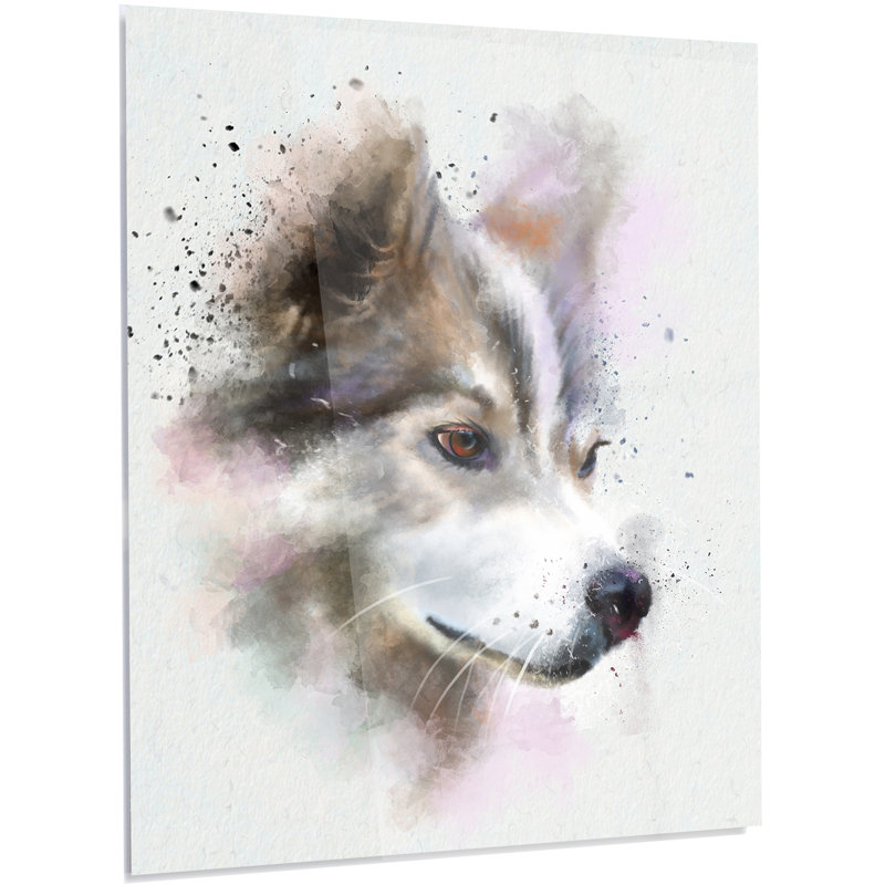 Designart Cute Brown Dog Watercolor Painting Print On Metal