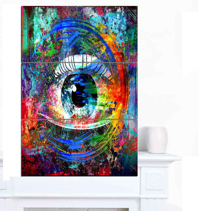 Designart Magic Eye Over Abstract Design 3 Piece Graphic Art On