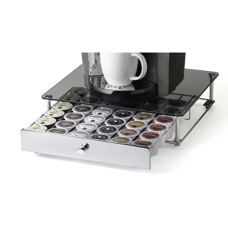 Nifty Home Products 36 Pod Keurig Brewed Glass Top K-Cup Rolling Drawer ...