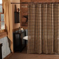 Mainstay Black & White Gingham Checkered Fabric Shower Curtain Country Primitive Buffalo Check