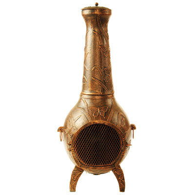 Oakland Living Butterfly Cast iron Wood Burning Chiminea Finish: Antique Bronze