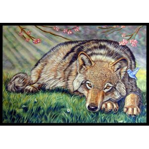 Wolf and Hummingbird Doormat