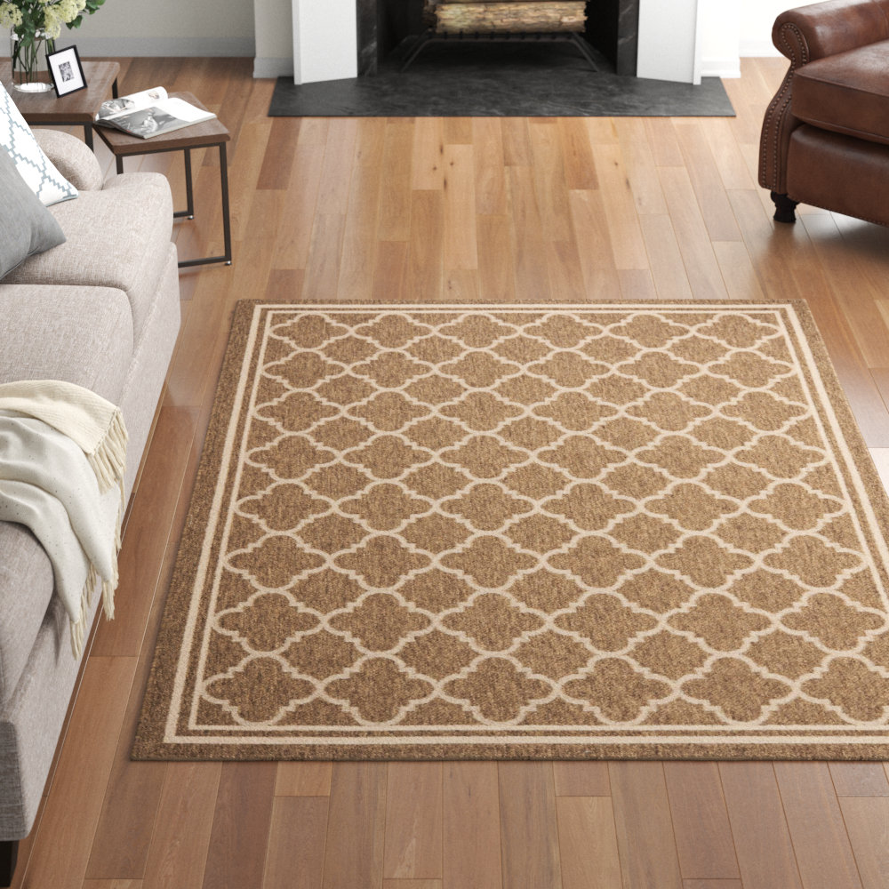 Three Posts Adelia Geometric Brown Bone Indoor Outdoor Area Rug Reviews Wayfair