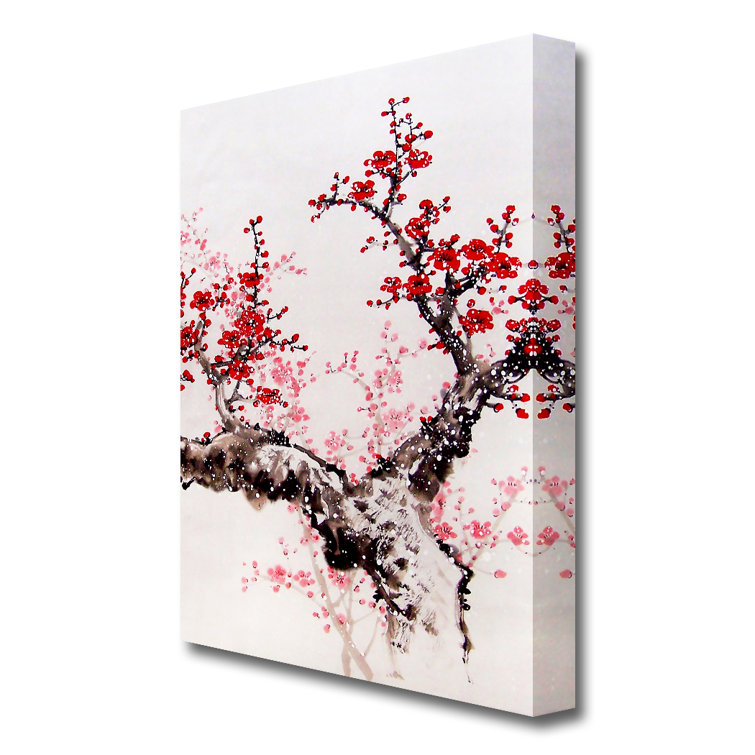 East Urban Home Cherry Blossom Tree Ethnic Wrapped Canvas Graphic Art Wayfair Co Uk