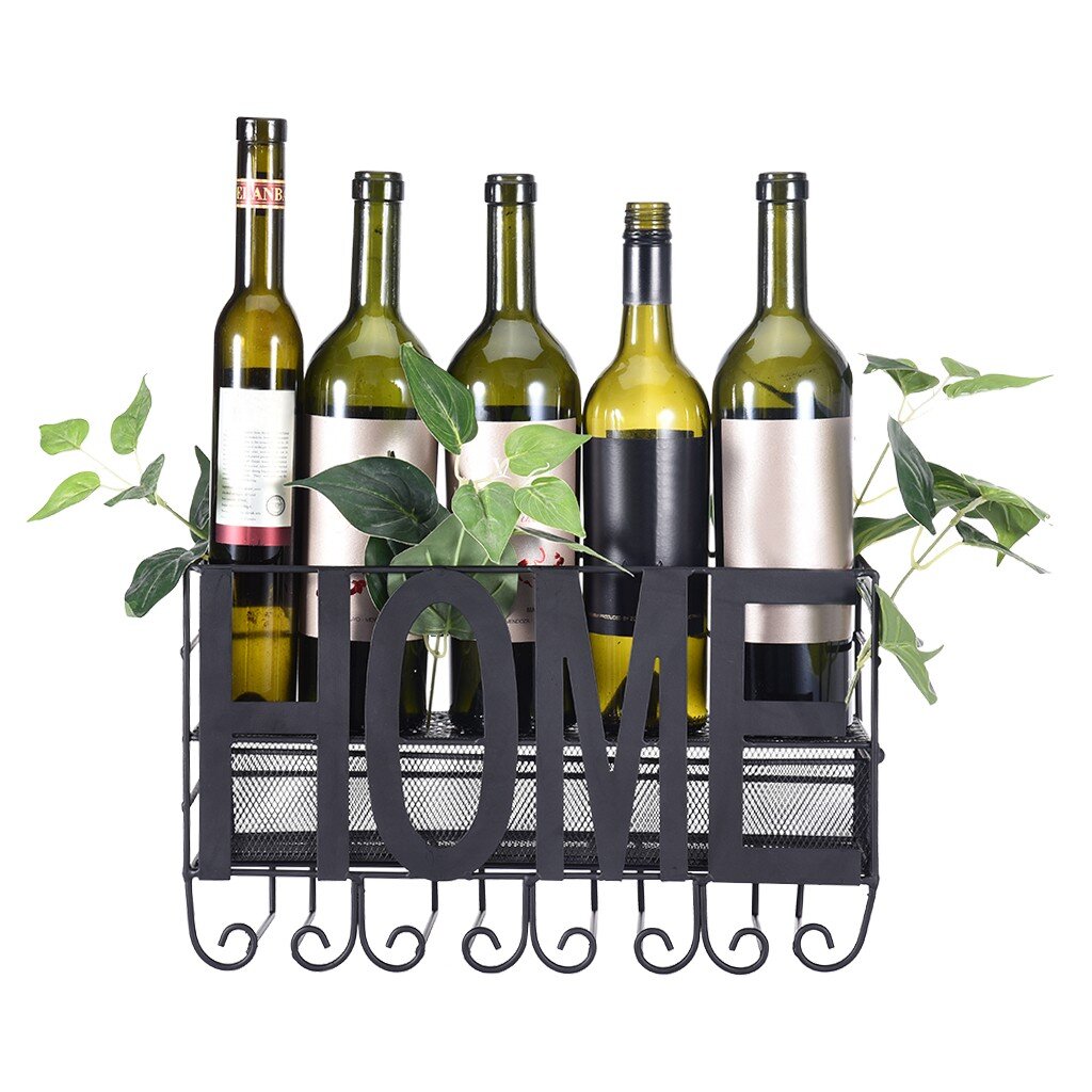 Download Red Barrel Studio Albertha 5 Bottle Wall Mounted Wine Bottle Glass Rack In Black Wayfair