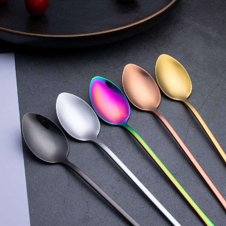 Stainless Steel Ice Tea Spoon with Long Handle Cocktail Stir Spoon Coffee Spoons 