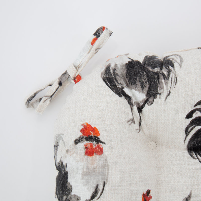 Gracie Oaks Rooster Linen Reversible Indoor Dining Chair Cushion Reviews Wayfair