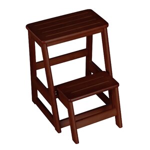 2-Step Wood Folding Compact Step Stool with 200 lbs. Load Capacity