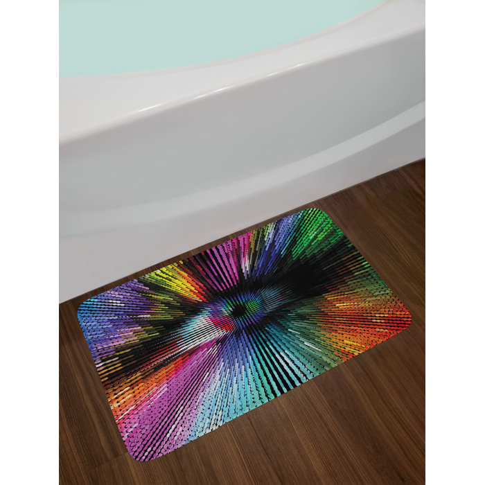 Ambesonne Eye Bath Mat By Abstract And Vibrant Colored Shape With Optical Illusion Effect Psychedelic Inspiration Plush Bathroom Decor Mat With Non