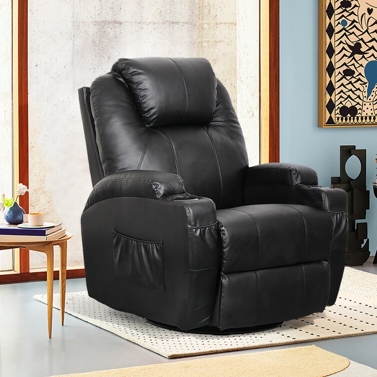 black furniture-uk-shop Stunning Caesar Leather Armchair Recliner Chair Rocking Massage Swivel Heated Sofa