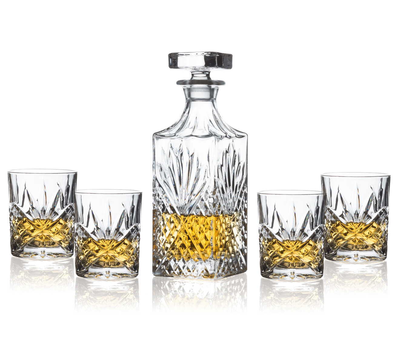 Five Piece Whiskey Decanter and Glasses Set