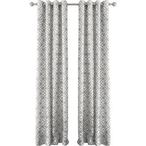Crackle Geometric Room Darkening Grommet Single Curtain Panel
