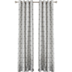 Crackle Geometric Room Darkening Grommet Single Curtain Panel