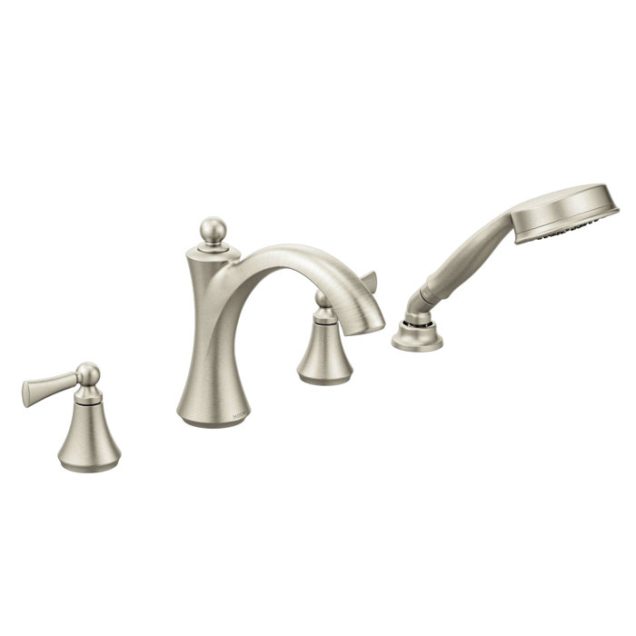 T654 Moen Wynford Double Handle Diverter Roman Tub Faucet With