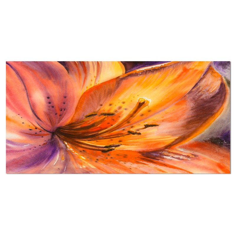 Designart Orange Lily Flower Painting Print On Wrapped Canvas Wayfair