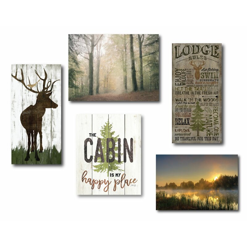 Lake & Lodge - 5 Piece Unframed Gallery Wall Set on Canvas