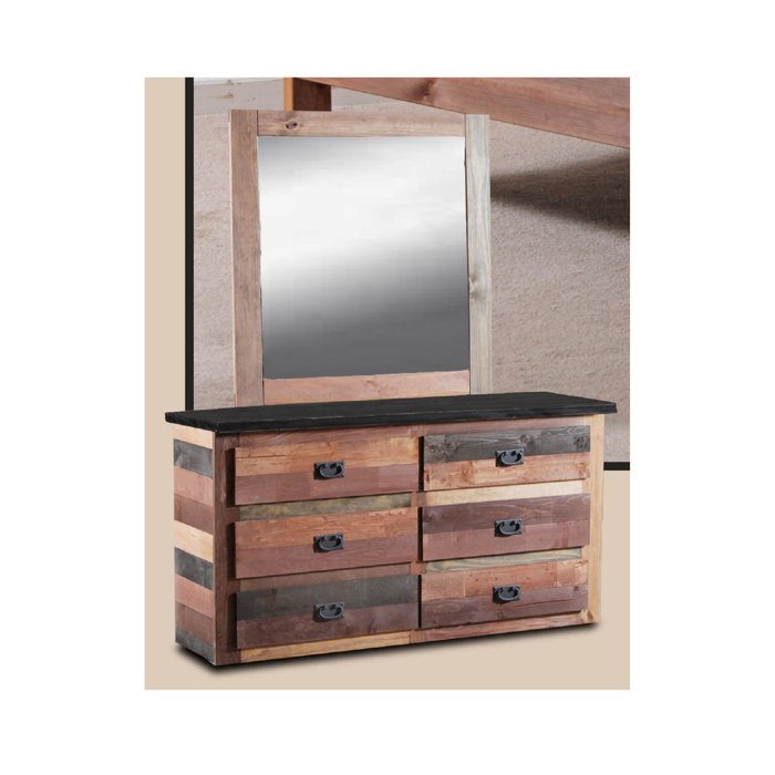 Harriet Bee Chiasson 6 Drawer Double Dresser With Mirror Wayfair Ca