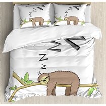 King Size Ambesonne Sloth Duvet Cover Set Hand Drawn Portrait of a Sloth with Vintage Effect Biker Rider Animal in Urban Life Decorative 3 Piece Bedding Set with 2 Pillow Shams Black Grey