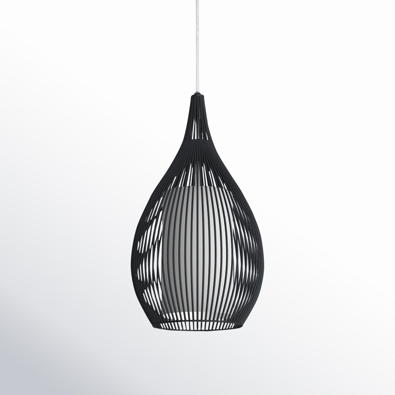 Lotus 1-Light Single Teardrop Pendant Finish: Black