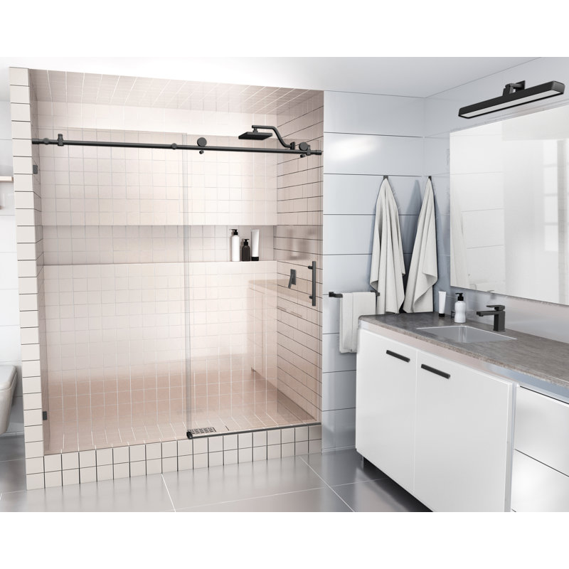 Glass Warehouse 64 68 W X 78 H Single Sliding Frameless Shower Door Reviews Wayfair