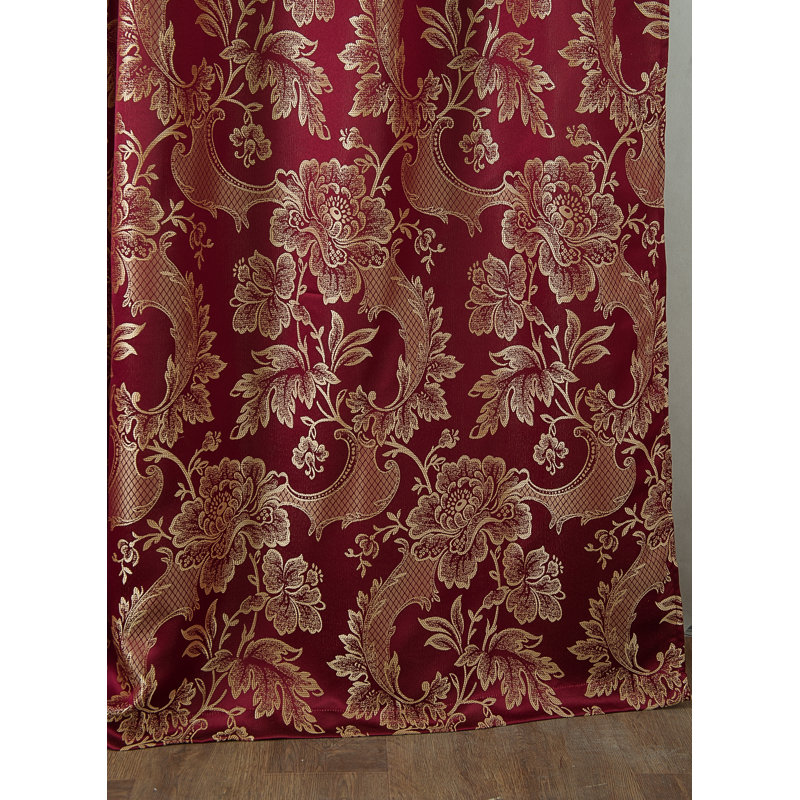 Astoria Grand Townsville Textured Jacquard Floral Rod Pocket Single Curtain Panel Reviews Wayfair