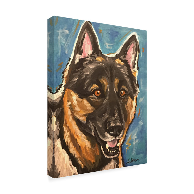 Winston Porter German Shepherd Expressive Blue 1 Acrylic