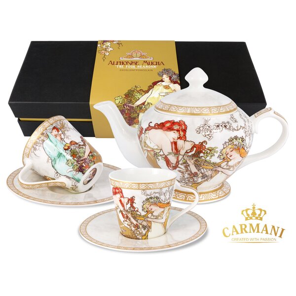 Mixed Colors Royal Albert 100 Years 1930 3-Piece Set Mint Deco 3-Pc Tea Service Teapot, Sugar & Creamer