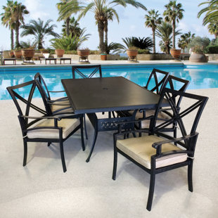Go to store & view more images Aube 7 Piece Sunbrella Dining Set with Sunbrella Cushions by Canora Grey