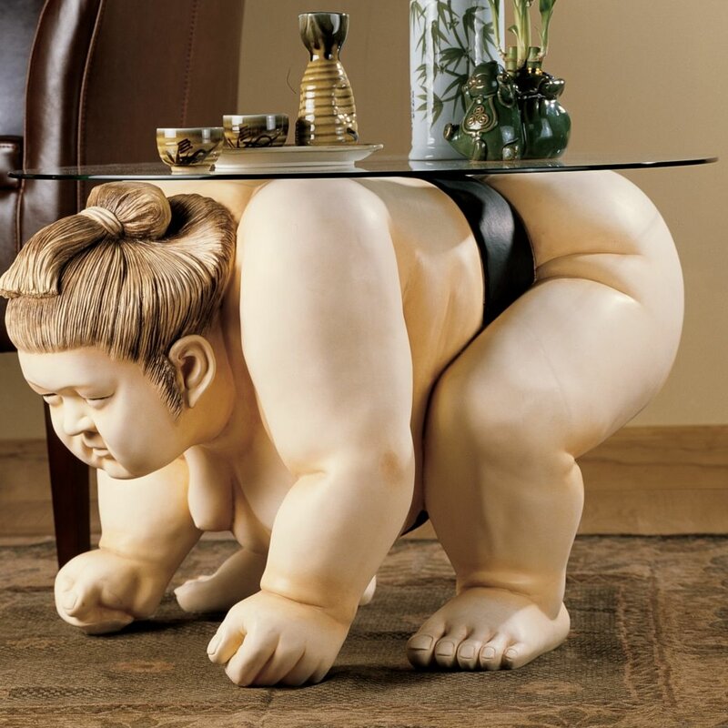 Design Toscano Basho The Sumo Wrestler Sculpture End Table