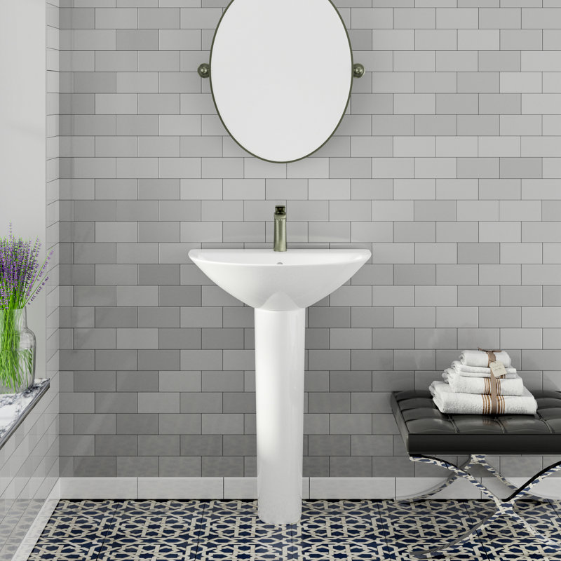 Barclay Morning 650 Pedestal Lavatory With 1 Faucet Hole Overflow White Wayfair